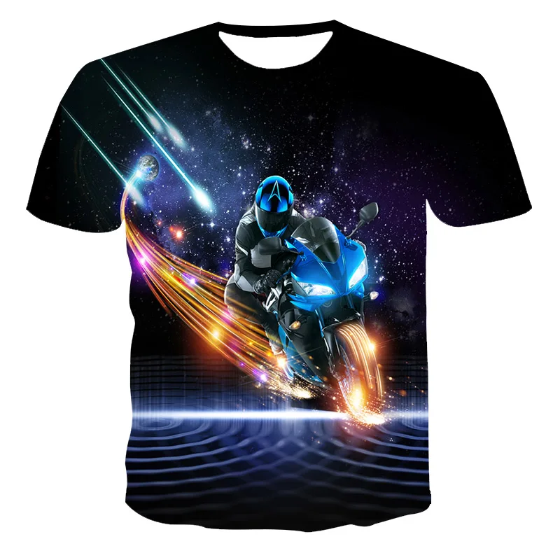 3D Motorcycle Racing Scene graphic t shirts For Men Fashion Cool Style Personality Print T-shirt Summer Trend hip hop Streetwear