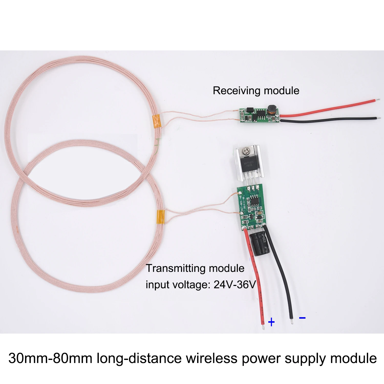 30~80mm DC Long-Distance Wireless Charging Power Transmission Module