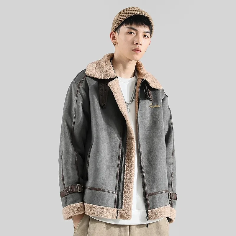 Chaqueta De invierno para Hombre, Parkas De lana De cordero, estilo coreano, cálido, Vintage, De terciopelo, grueso, corto, De algodón