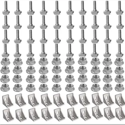 20Set 4040 Aluminum Profile Connector Set: 40Pcs M8 Hex Flange Nuts + 20Pcs 4040 Corner Bracket + 40Pcs M8 x 16mm T Bolt Screws