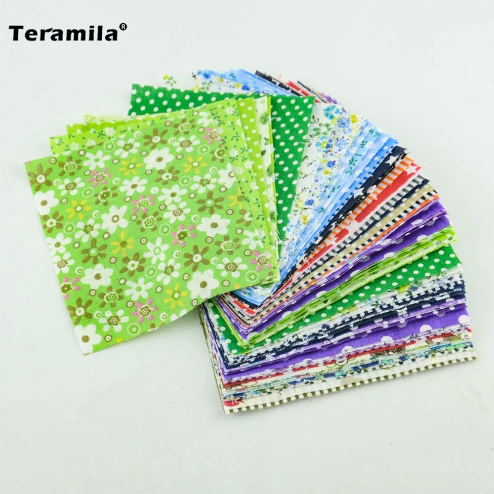 Teramila Cotton Fabric Charm Packs 50 Pieces 10cmx12cm Stash Patchwork Quilting Tilda No Repeat Design Tissue Fat Quarter