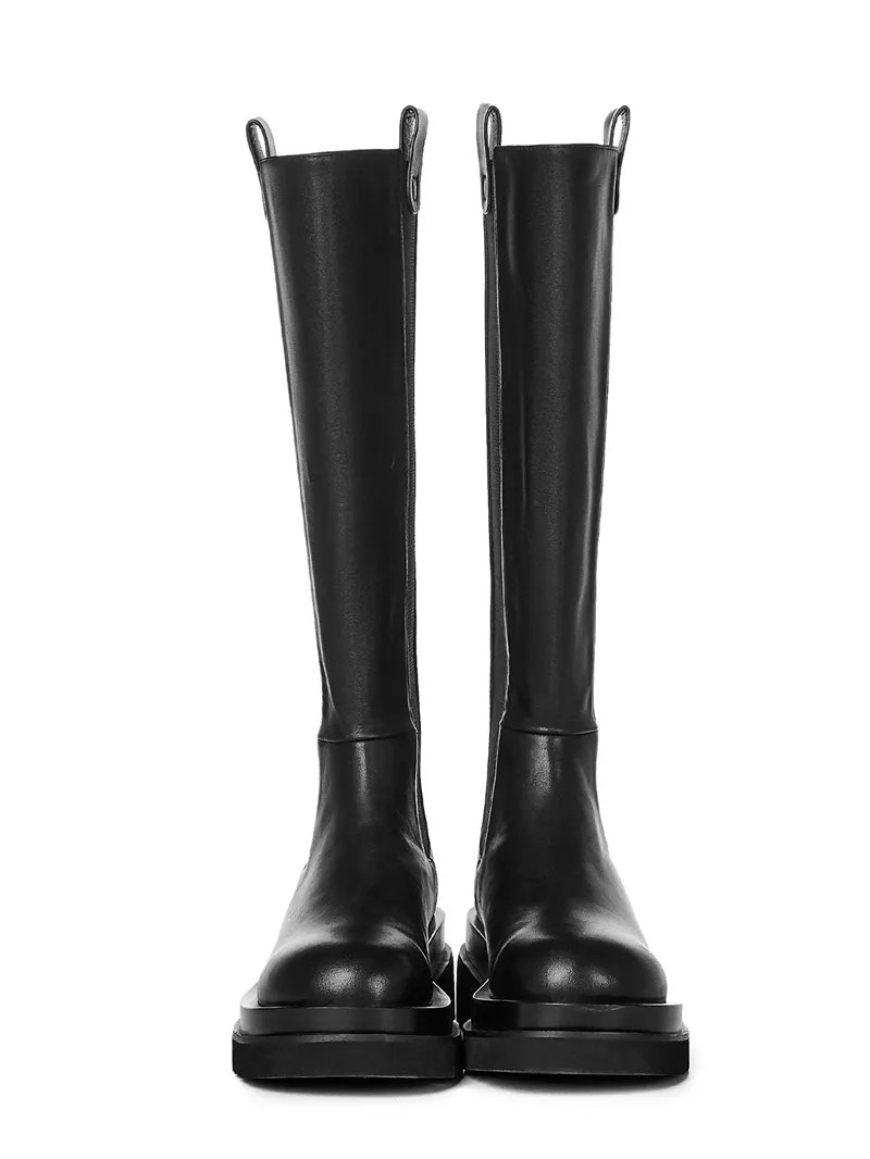 MORAZORA 2022 New fashion knee high boots female square heels round toe winter women boots chunky platform genuine leather boots