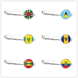 The Commonwealth of Dominica,Saint Lucia,Saint Vincent and the Grenadines,Barbados,Grenada,Ecuador National Flag Glass Tie Clip