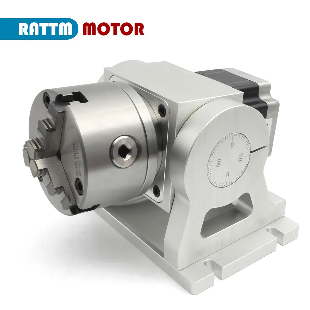 Portable Laser Marking CNC Rotary Indexing dividing head 3 Jaws K11-100mm Manual chuck with Nema 34 stepper motor