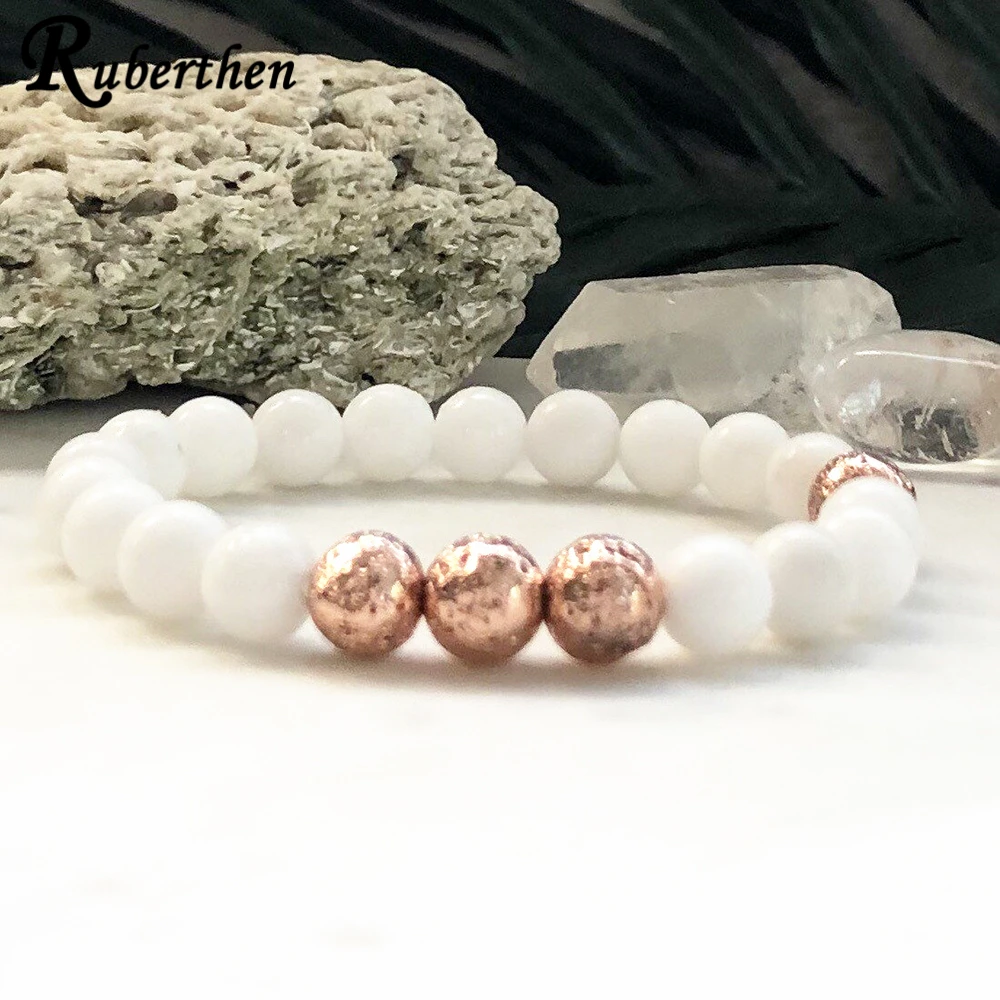 Ruberthen Golded Lave Women`s Shell Bead Bracelet Love Energy Crown Chakra Bracelet Gem Stone Grounding Bracelet