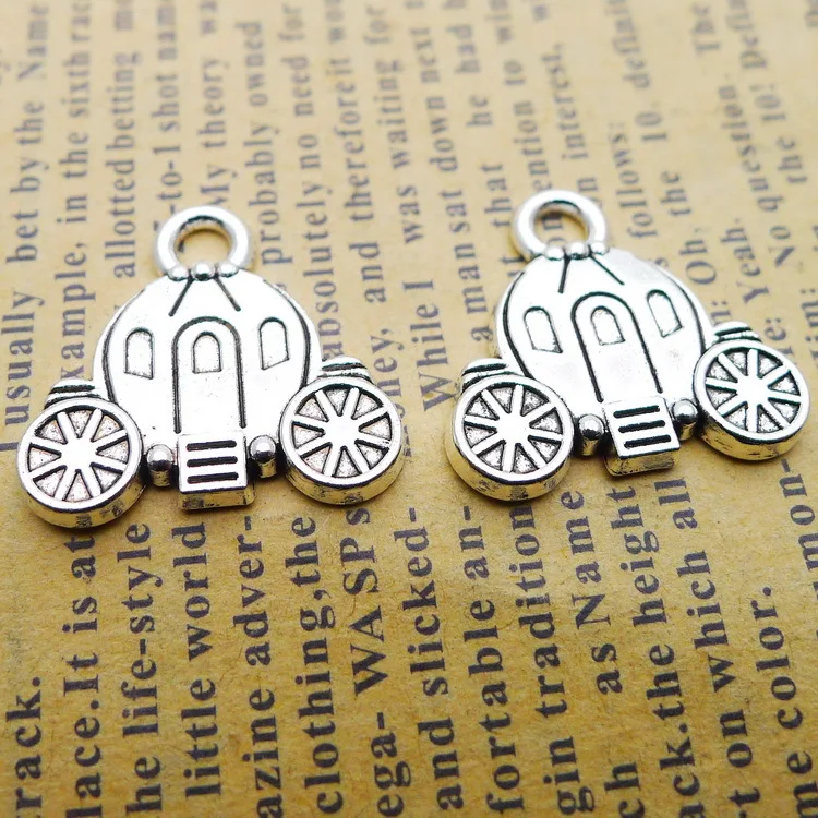 Fashion 15Pcs 20*20mm Antique Silver Plated Alloy Pumpkin Cart Charms Necklace Pendant Accessories Charms For Diy Jewelry Making