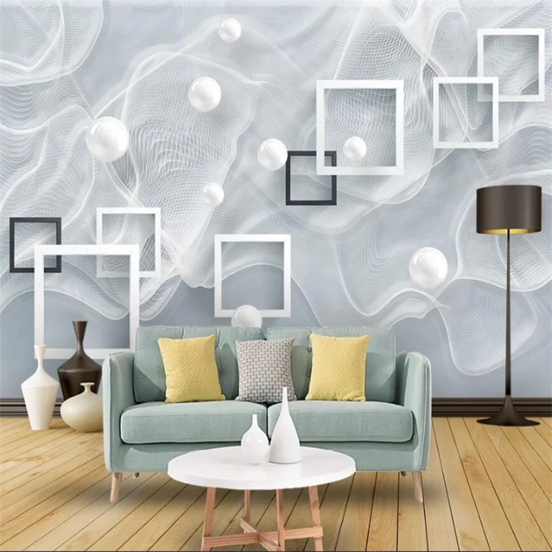 

wellyu Customized large murals fashion home improvement modern abstract curve box art TV background wall wallpaper