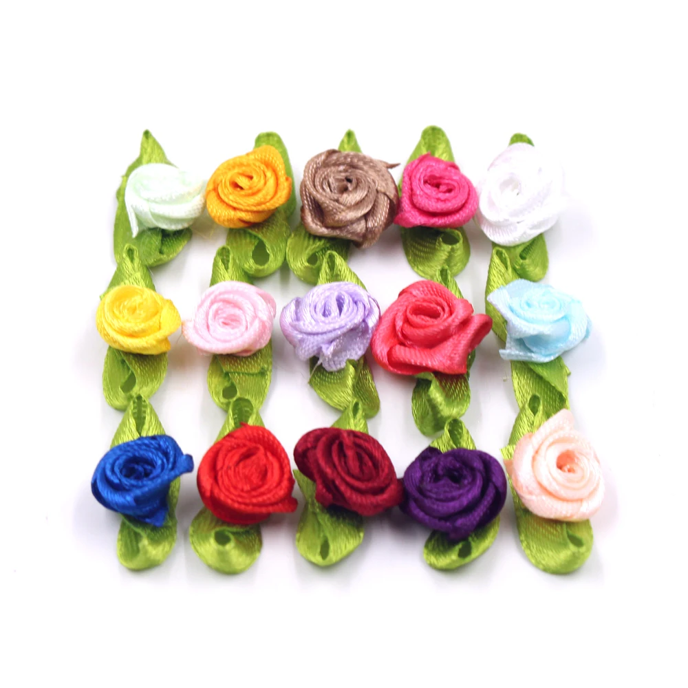 50Pcs/Lot Silk Bow-Knot Mini Rosette For Home Wedding Party Ribbon Cake Bow Tie Decoration Scrapbooking DIY Crafts Supplies