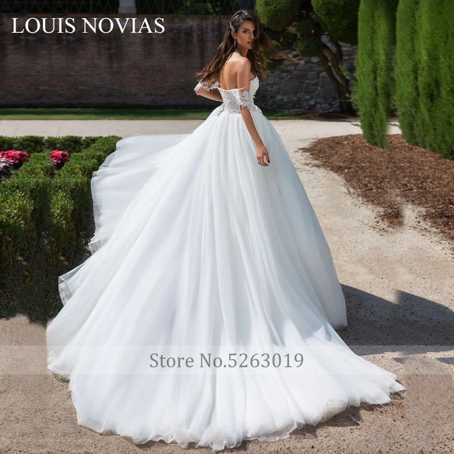 Louis Novias Sexy Wedding Dress New Design Light Wedding Dress Beading Crystal Luxury Pearls Chiffon and Satin Vestido De Noiva