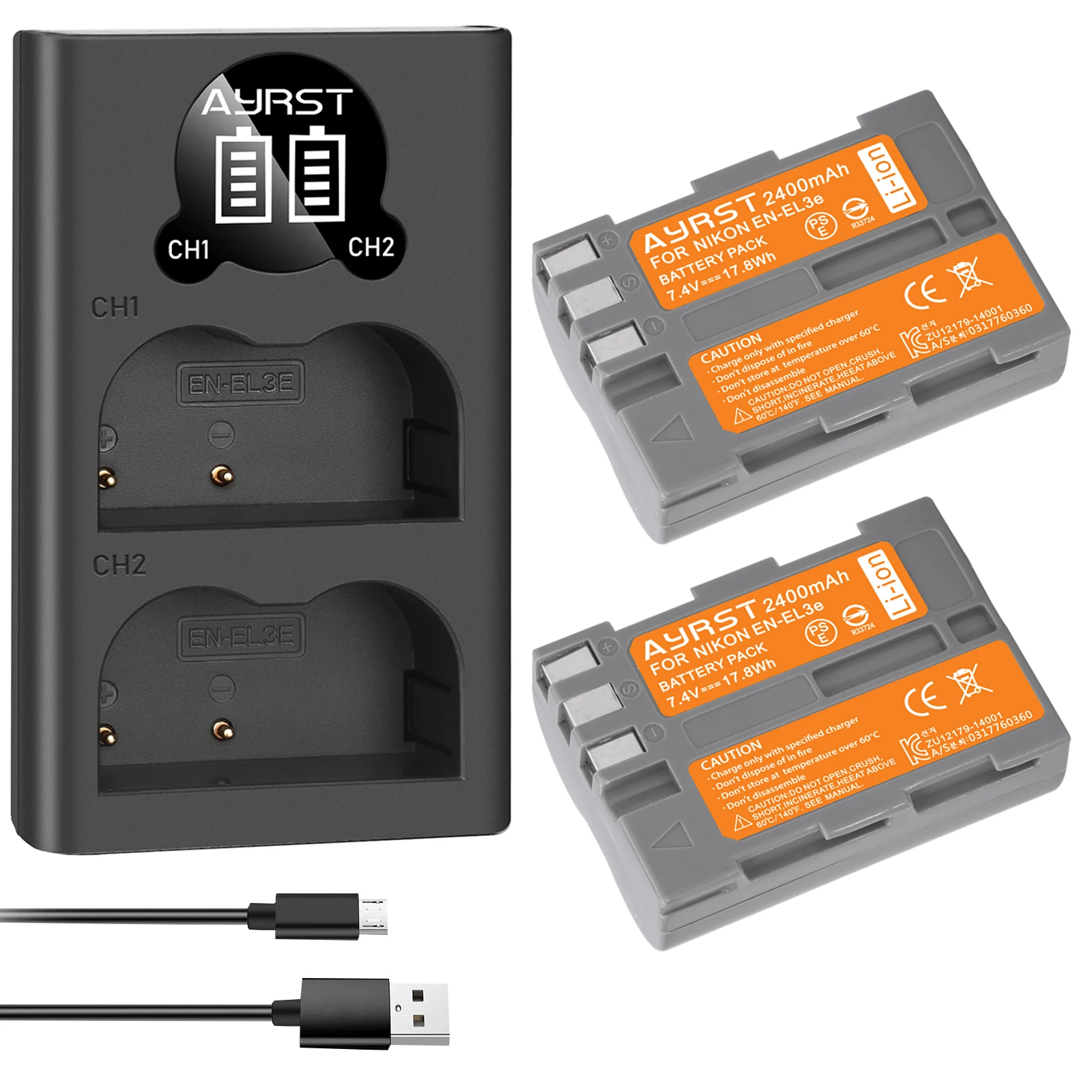 2 sztuk 2400mAh EN-EL3e pl EL3e ENEL3e EL3E baterii i ładowarka dla Nikon D30 D50 D70 D70S D90 D80 D100 D200 D300 D300S baterii