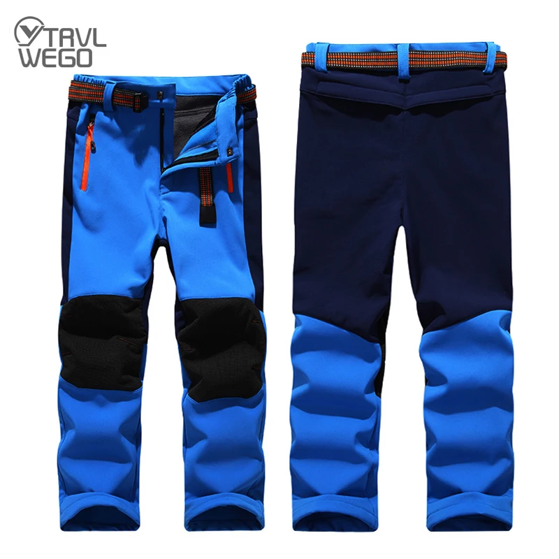 

TRVLWEGO Kids Ski Pants Hiking Winter Boys Girls Outdoor Waterproof Windproof Fleece Warm Snowboard Trekking Camping Trousers