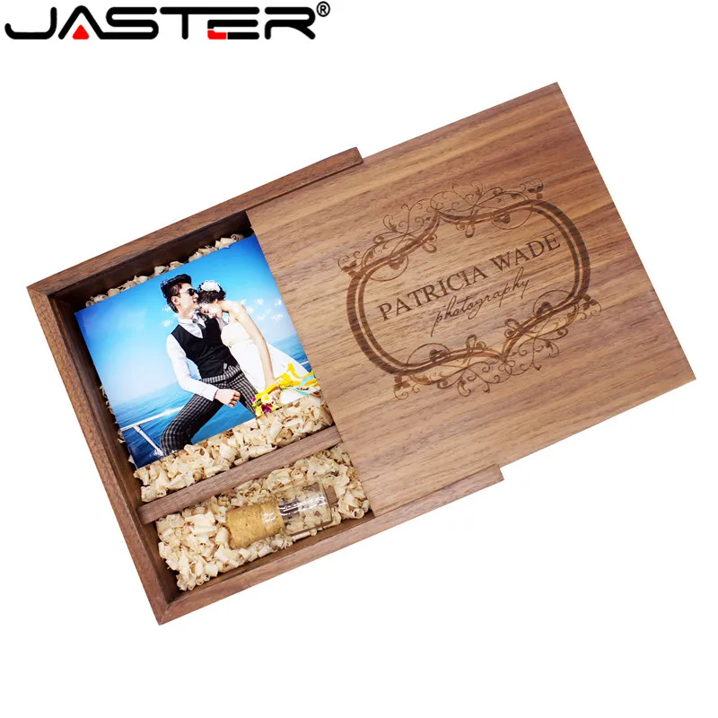 JASTER free custom logo 205*205*60mm Photo Album Wooden USB+Box usb flash drive Memory stick Pendrive 8GB 16GB 32GB 64GB