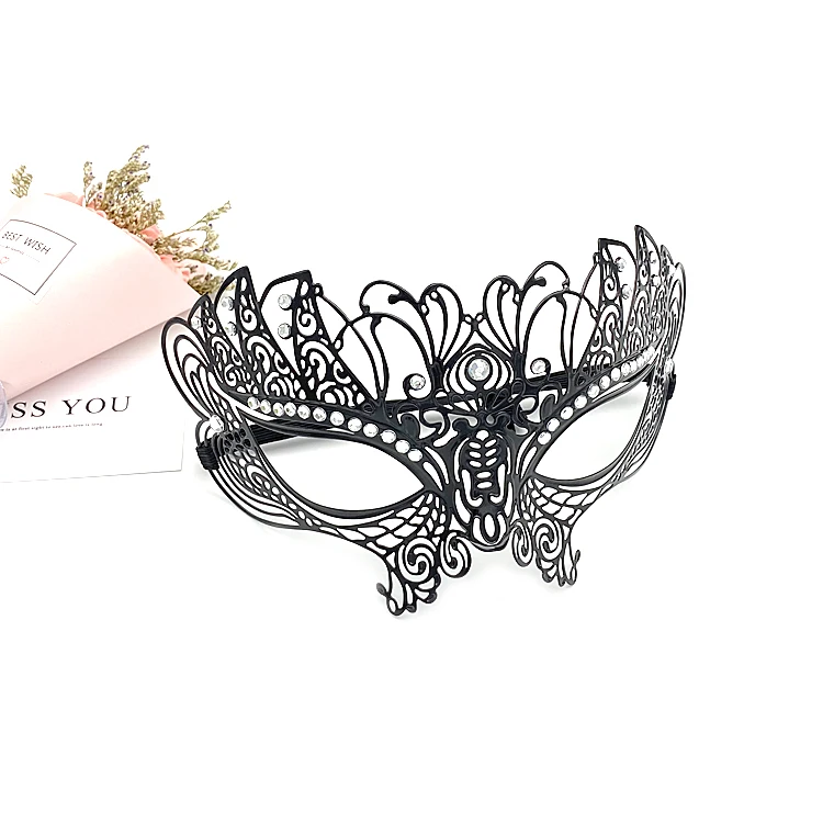 Venice Ball Mask Female Half Face Adult Metal Diamond Iron Eye Mask Halloween Props Catwalk Mask