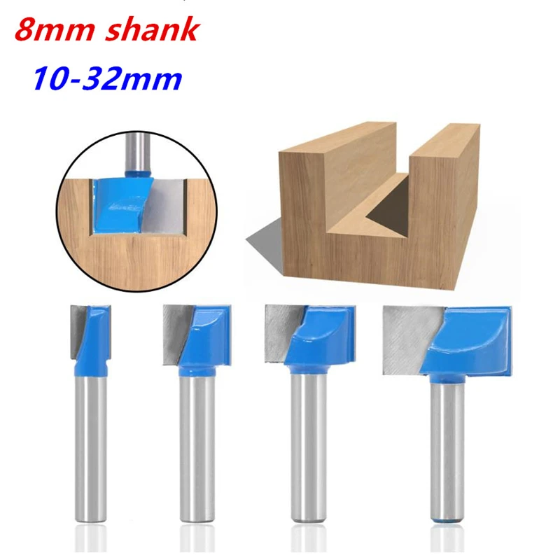 8mm Shank Surface Planing Bottom Cleaning Wood Milling CNC Cutter Engraving Knife Router Bit Woodworking Tools 10-32mm