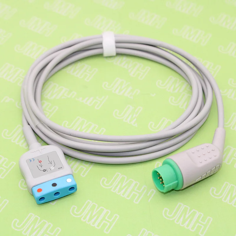 Compatible with 12pin Biolight  M7000-9000 ECG Machine,3-Lead ECG adapter cable.