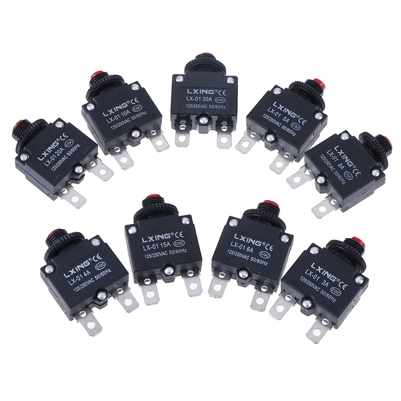 Circuit Breaker Overload Protector Switch Fuse 3A 4A 5A 6A 8A 10A 15A 20A 30A Thermal switch overload protector push button