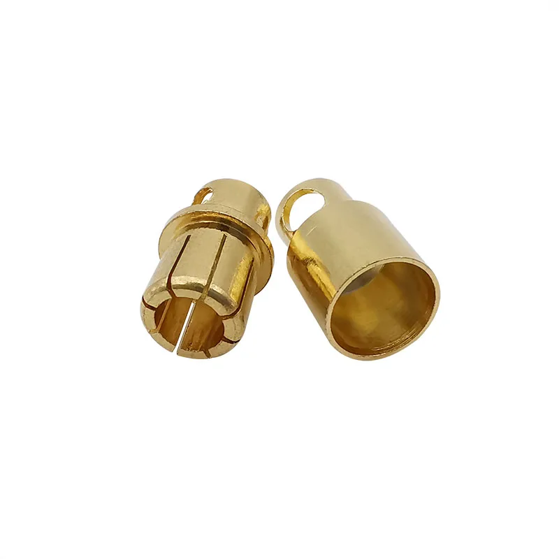 2 pares de enchufes de conector Banana de bala chapados en oro para batería de modelo RC ESC, 5mm, 6mm, 8mm