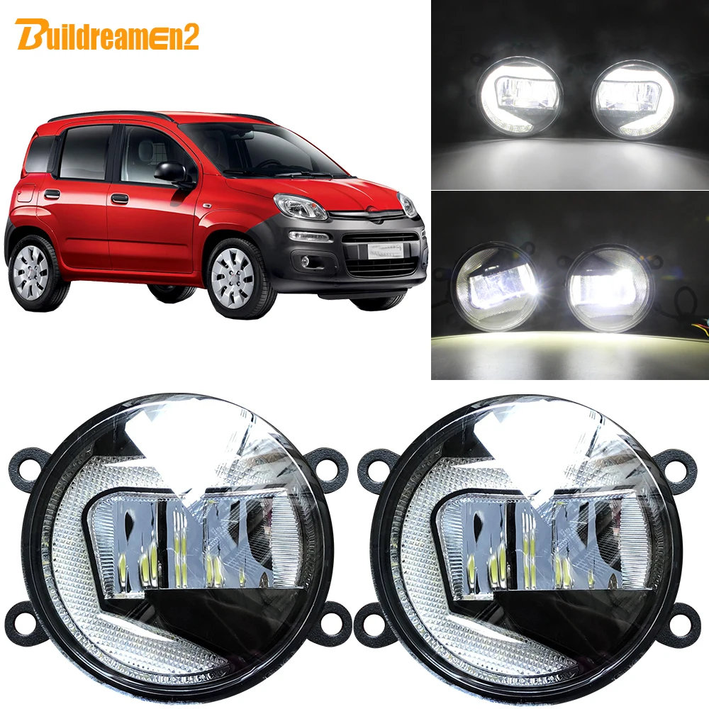 

Buildreamen2 For Fiat Panda 2012 2013 Car LED Projector Fog Light + Daytime Running Light White H11 Socket 12V 2 Pieces