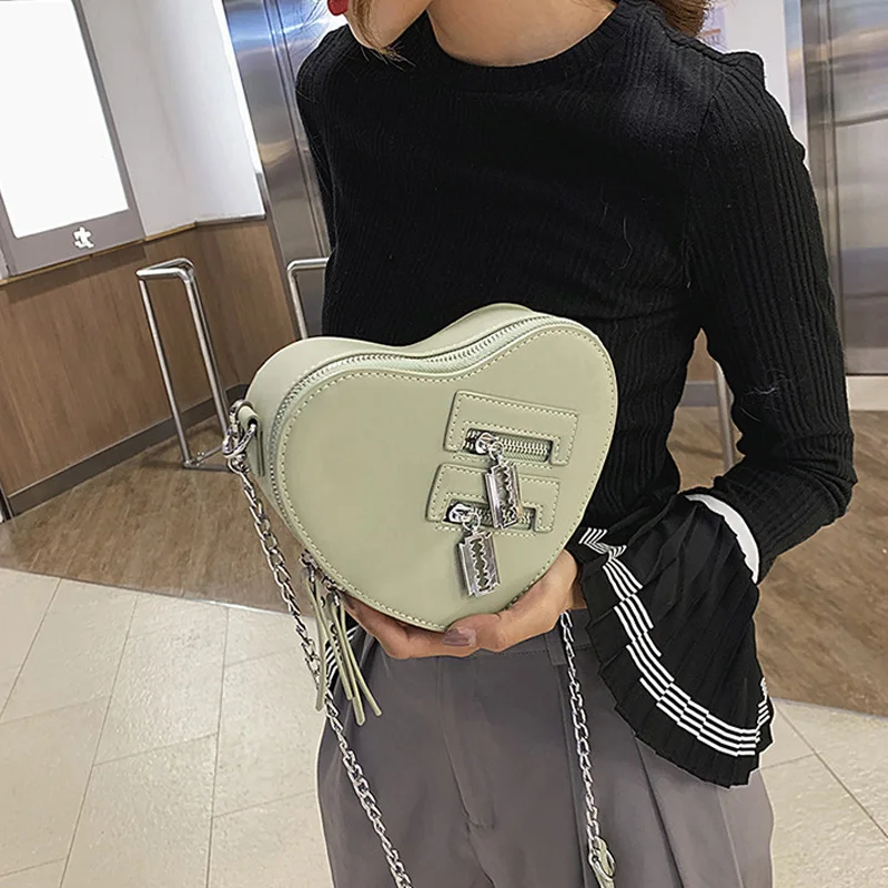 Fashion Love Heart Shape Shoulder Bags For Women 2024 Luxury Designer Leather Handbags Brand Female Chain Crossbody Purse Bag