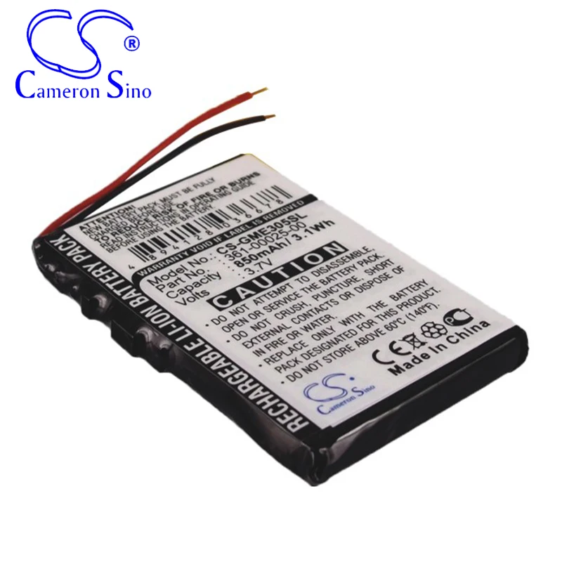 CameronSino Battery for Garmin Edge 305 fits Garmin 361-00025-00 GPS, Navigator battery 850mAh/3.1Wh 3.70V Li-ion Black