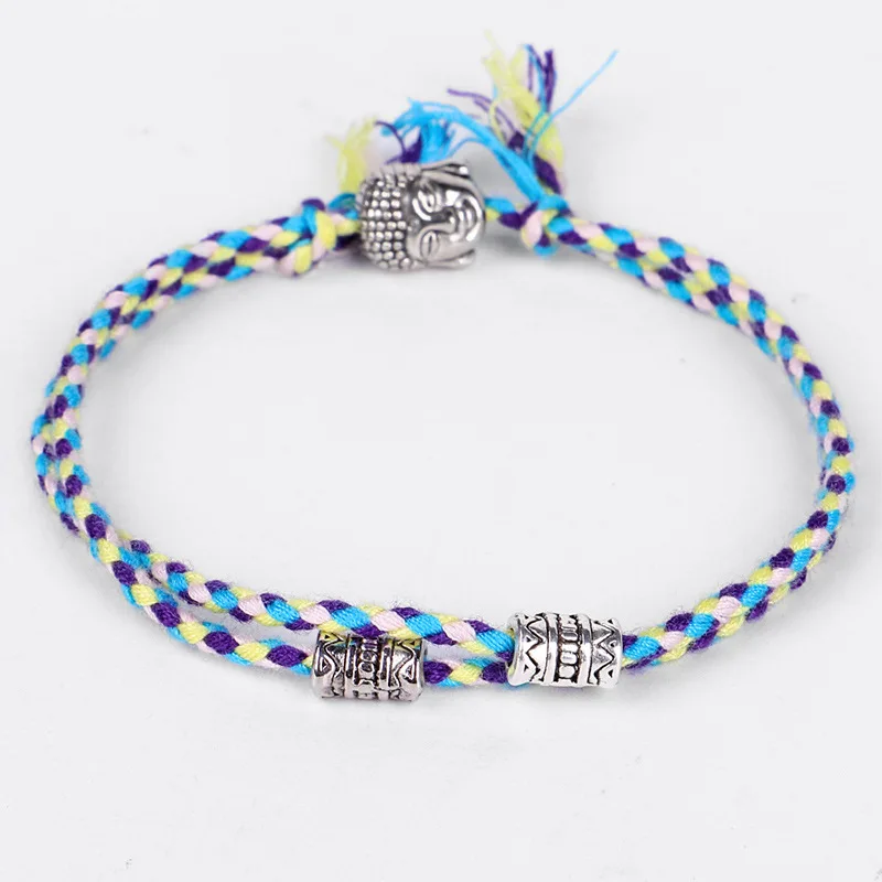 Tibetan Buddha Head Woven Amulet Thread Bracelets & Bangles For Women Men Handmade Rope Buddha Charm Friendship Bracelet Gift