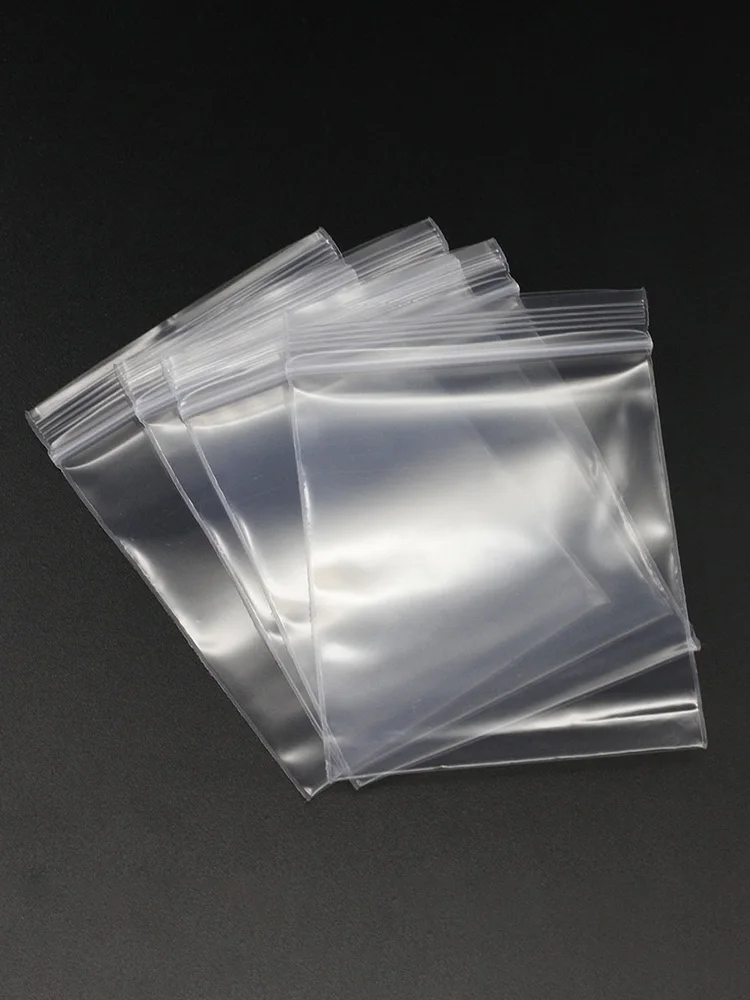 30-100 szt. Grube Plastikowe Przezroczyste Torebki Polietylenowe 4x6/5x7/6x8/7x10cm Opakowania na Biżuterię Zamknięte na Zamek Błyskawiczny Wielokrotnego Użytku DIY Przechowywanie — zdjęcie 2