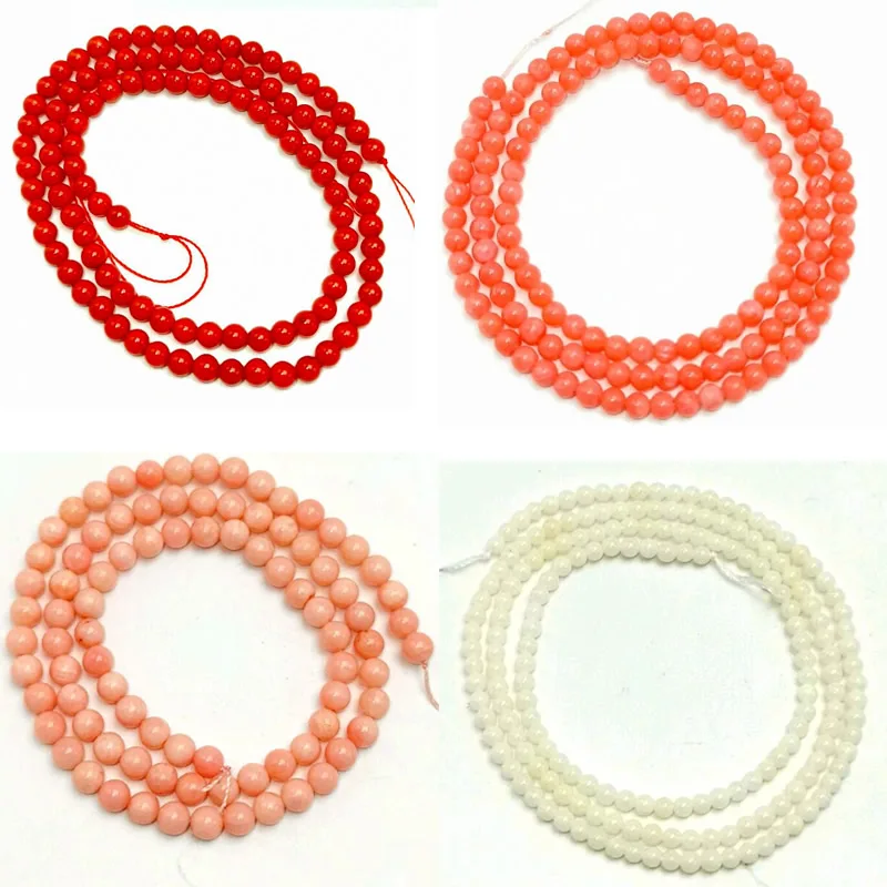 Natural Stone Beads Dark Red Coral Round Charm Loose Spacer   Beads For Jewelry Making 2mm-12mm Pick Size Diy Bracelet Necklace