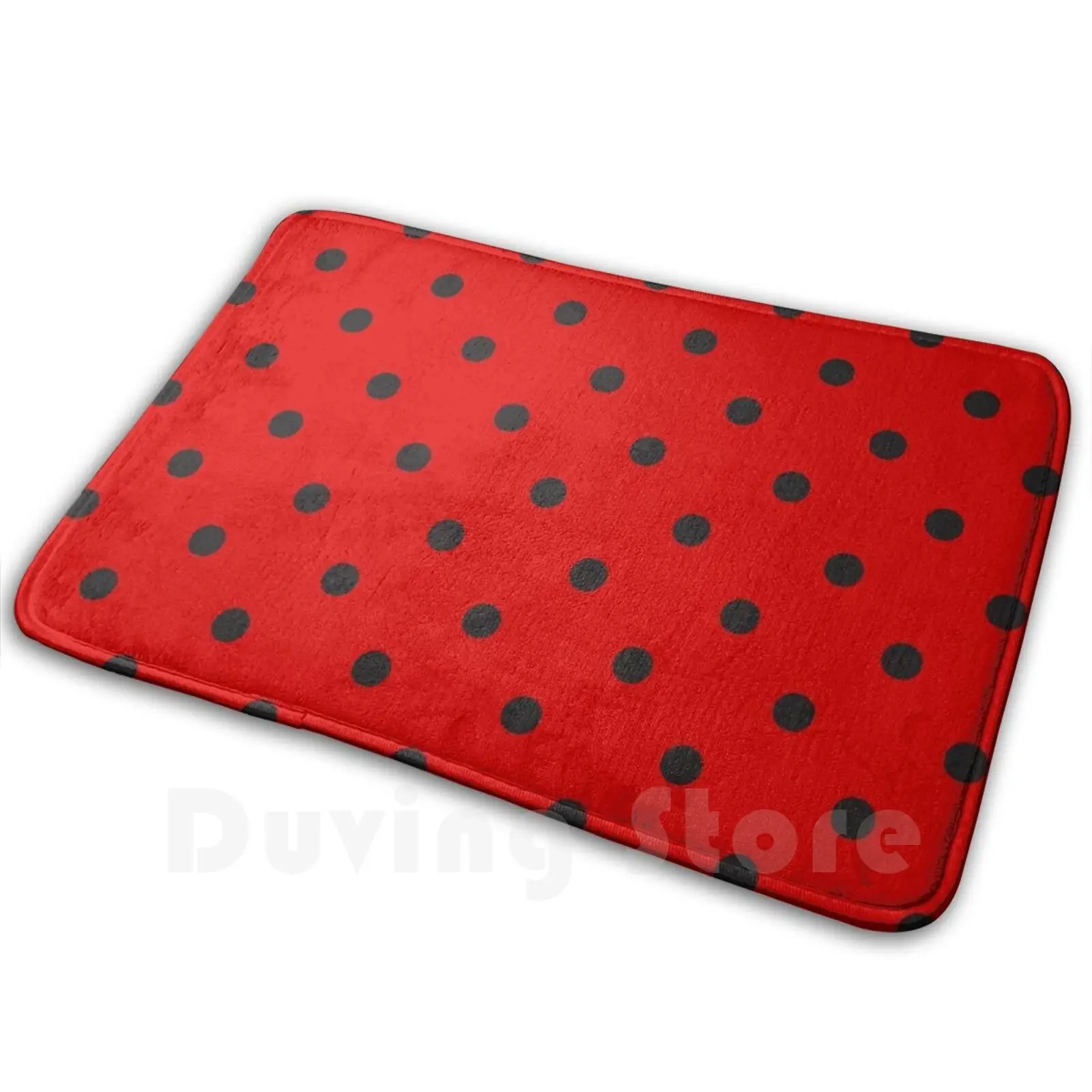 Red And Black Polka Dot Pattern Mat Rug Carpet Anti-Slip Floor Mats Bedroom Polka Dot Polkadot Dotted Dots Spot Spots Spotted