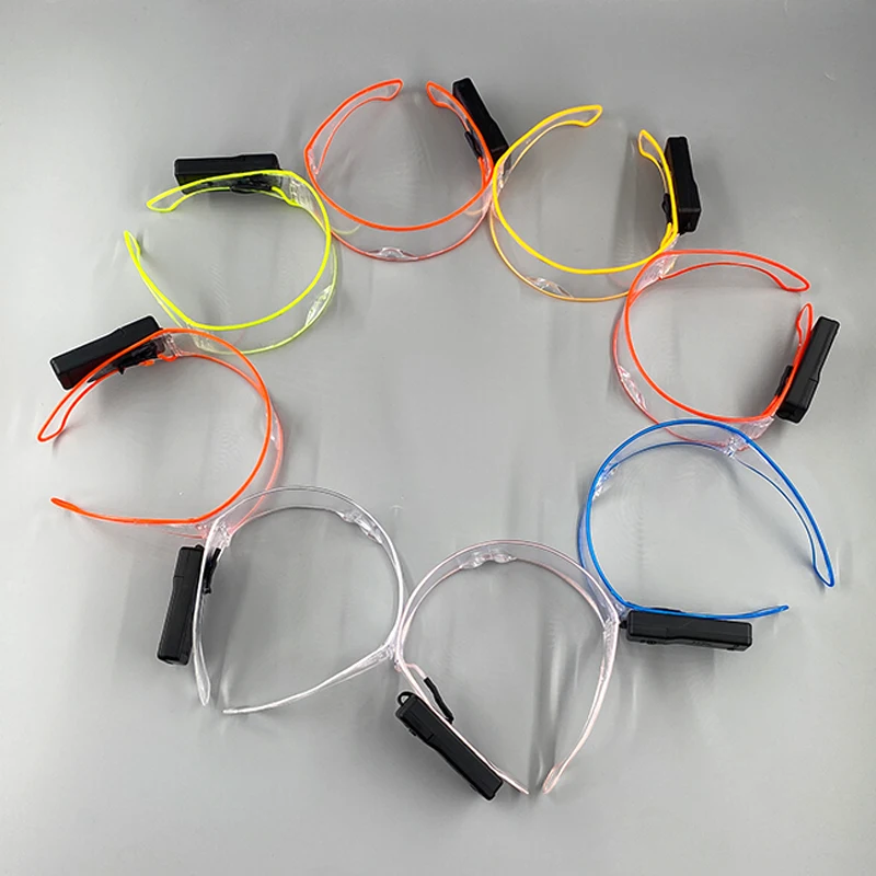 Neon Light EL Glasses, Luminous Glasses, Halloween Glow Party Supplies, Transparent Flashing Light Glasses, 10 Colors Available