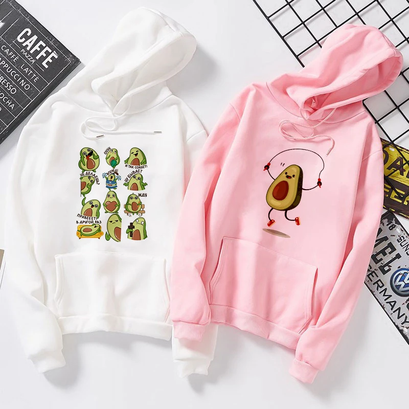 

Hipster Cute Avocado Print Sweatshirt Kawaii Hoodies Women Top Clothes Hoody Female Itself Winter Women Long Sleeve pullover