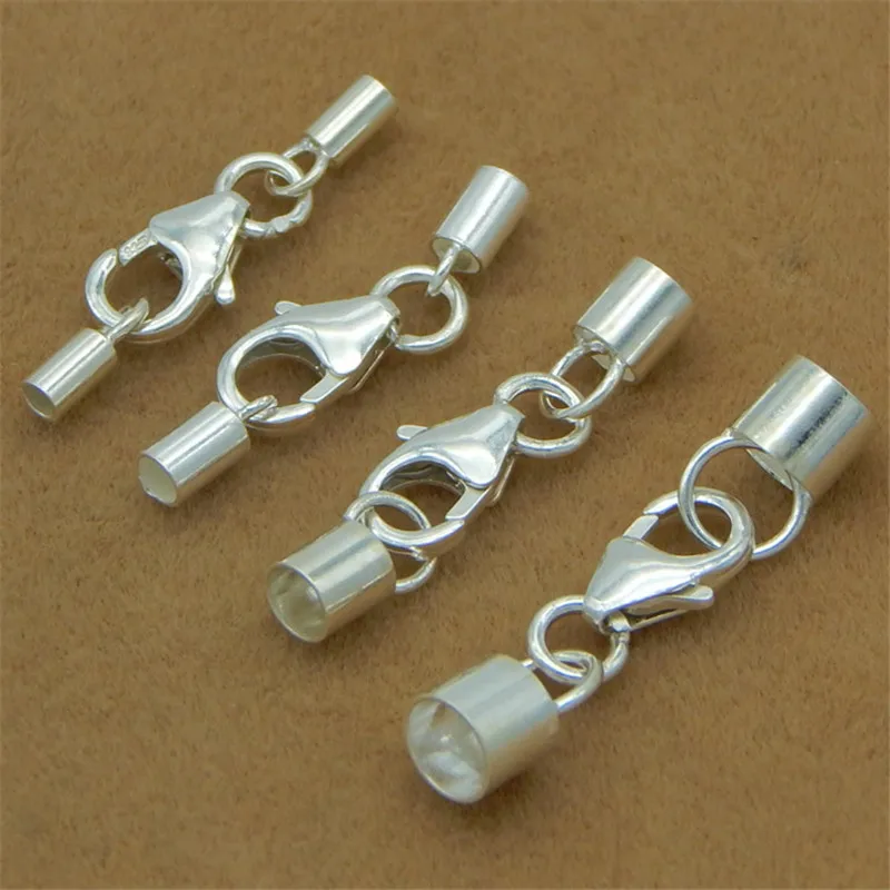 2pcs/lot 925 sterling silver End Caps Lobster Clasps Jump Rings Connector Fit for DIY Bracelet Necklace Jewelry Making