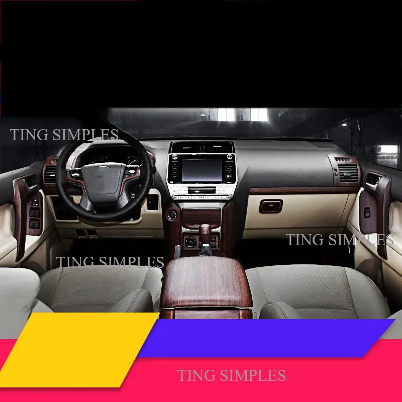 Wood grain Peachwood Interior Trim Cover Multiple Choices Accessories ABS CHROME for Toyota Land Cruiser Prado 150 18 2019 2020