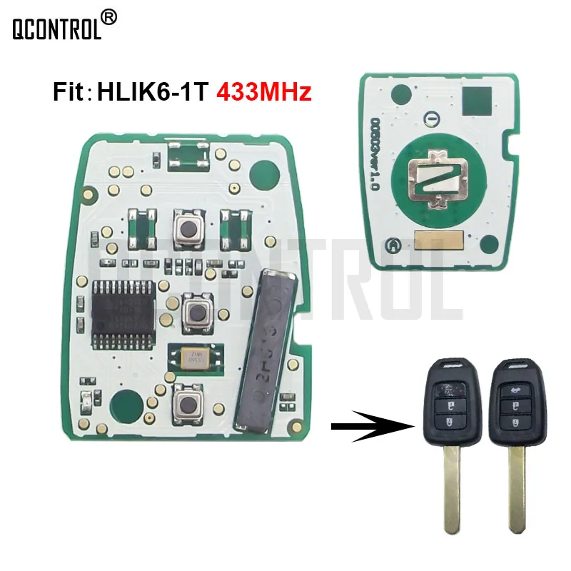 QCONTROL Car Remote Key Circuit Board for Honda HLIK6-1T Civic Accord City CR-V Jazz XR-V Vezel HR-V FRV Car Lock 433Mhz