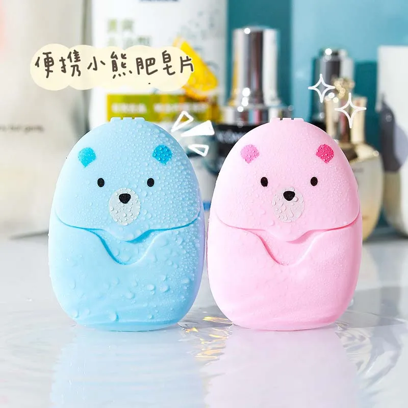 New 50pcs/box Cute Travel Disposable Boxed Soap Paper Portable Hand Washing Box Scented Slice Sheets Mini Soap Paper