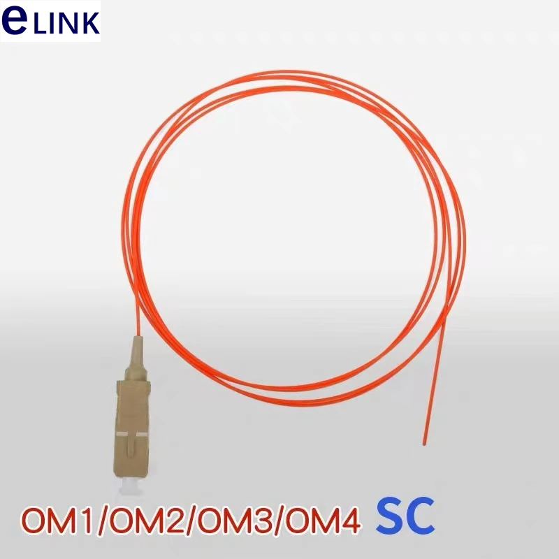 SC fiber optic pigtail 0.9mm OM1 OM2 OM3 OM4 OM5 1m 1.5m Orange, Aqua, red cable 50/125, free shipping, ftthelink