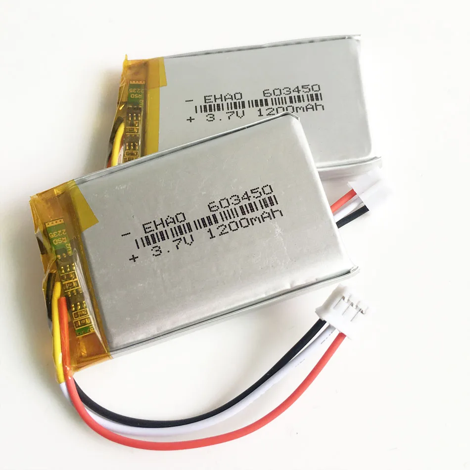 3.7V 1200mAh polimer Lipo akumulator litowy 603450 + JST PH 2.0mm 3-pinowe złącze do kamery e-book GPS DVD