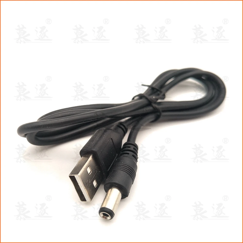 Puerto USB negro de 100cm de longitud, Conector de Cable de alimentación de barril de CC para dispositivos electrónicos pequeños, cable de extensión usb, 5V, 5,5x2,1mm