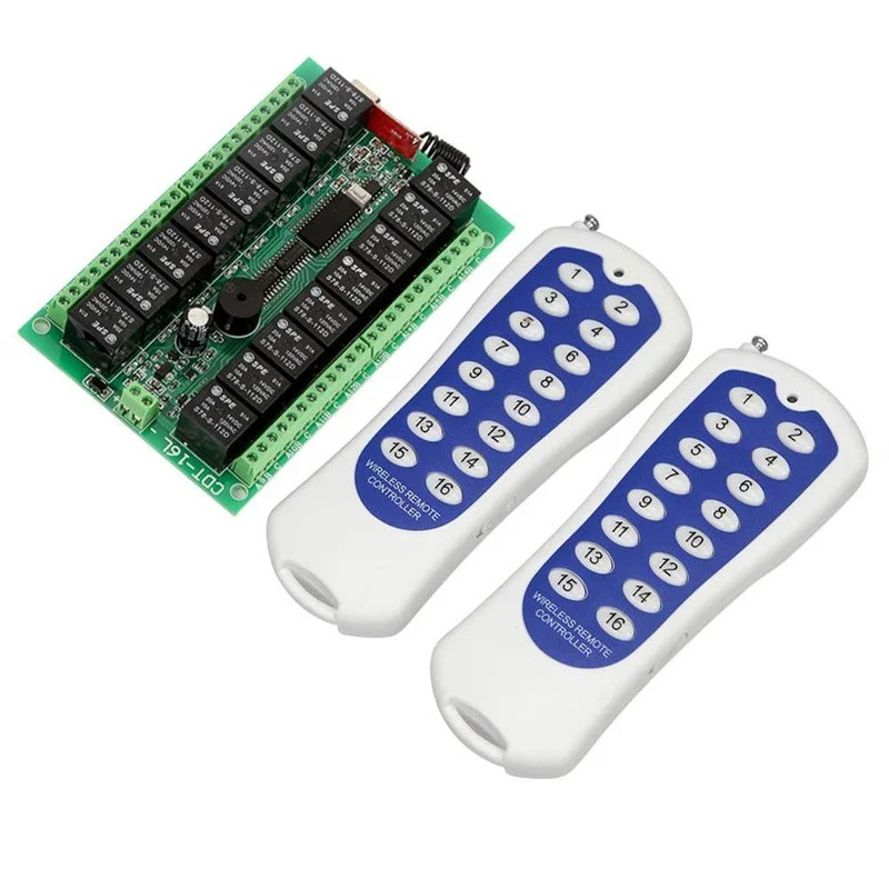 1PC DC 12V Wireless Remote Control Momentary Light Switch 16CH 433Mhz RF Relay Receiver Remote Controller With Transmitter