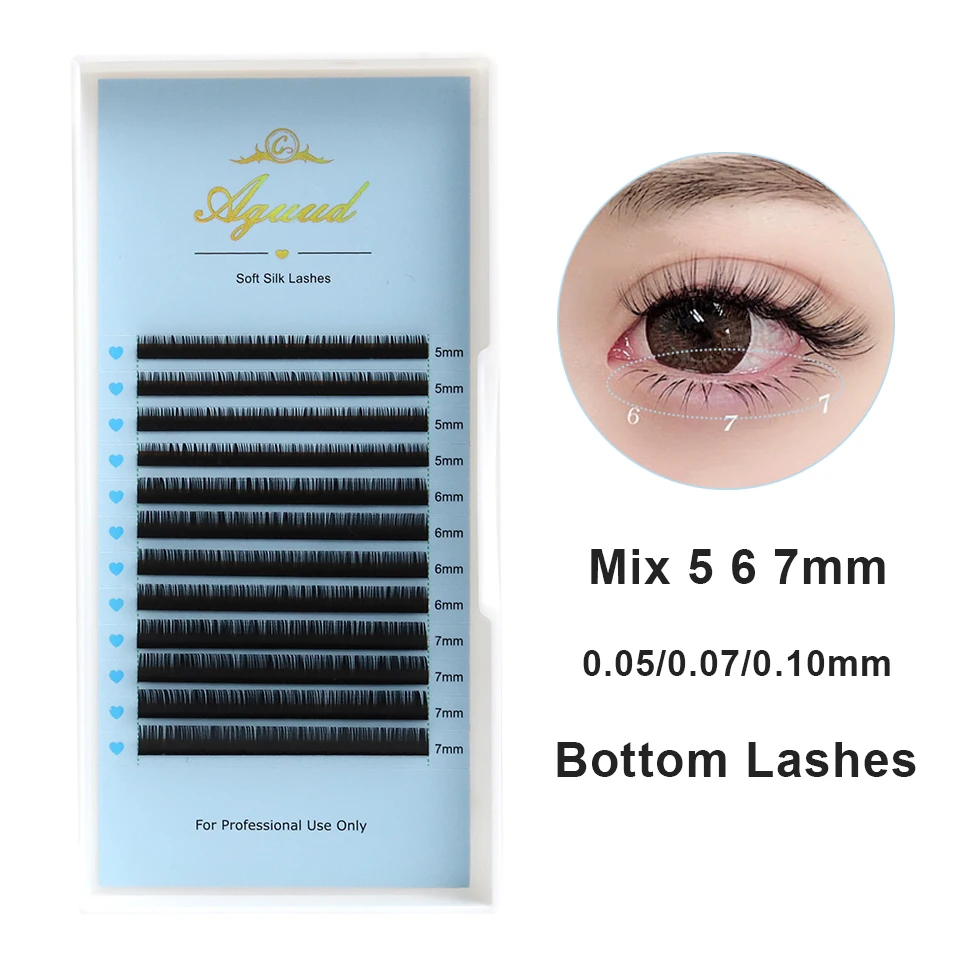 AGUUD Lower Lashes mix 5 6 7 Bottom Eyelash Extension Individual Natural Short Mink Eyelash Extension Under False Eyelash Makeup