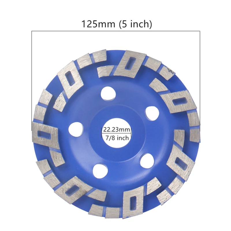 HEDA-125mm 5 인치 다이아몬드 그라인딩 휠, 광택 디스크 조각 컵 그릇 모양 콘크리트 화강암 석재 세라믹 전동 공구