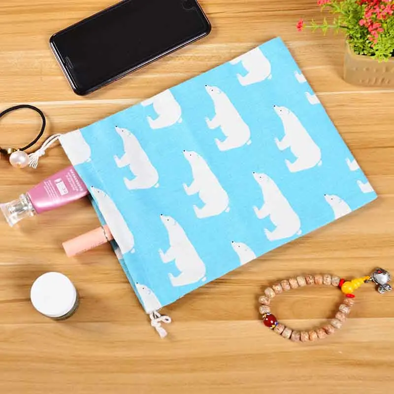 Handmade Cotton Drawstring Bag Men Women Travel Packing organizer Reusable Shopping Bag Tote Female Luggage Storage pouch