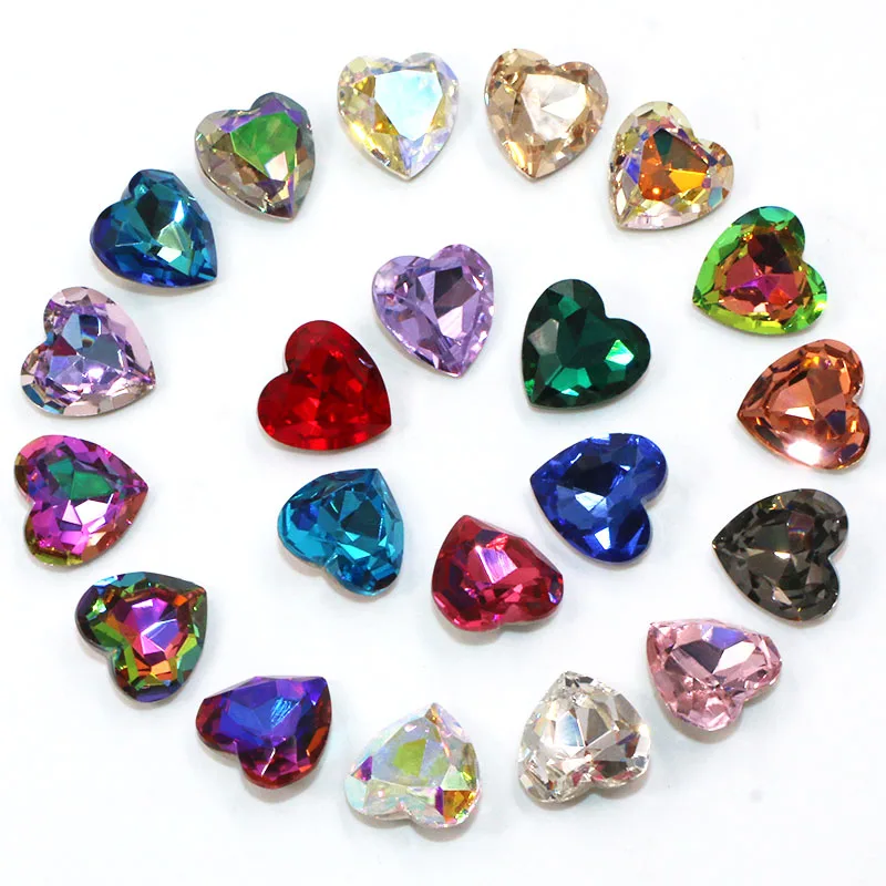 Jewelry Making High Quality Glass Crystal Strass Heart Shape Pointback Rhinestones Glue On Nail/Necklaces/Bracelets/Earrings