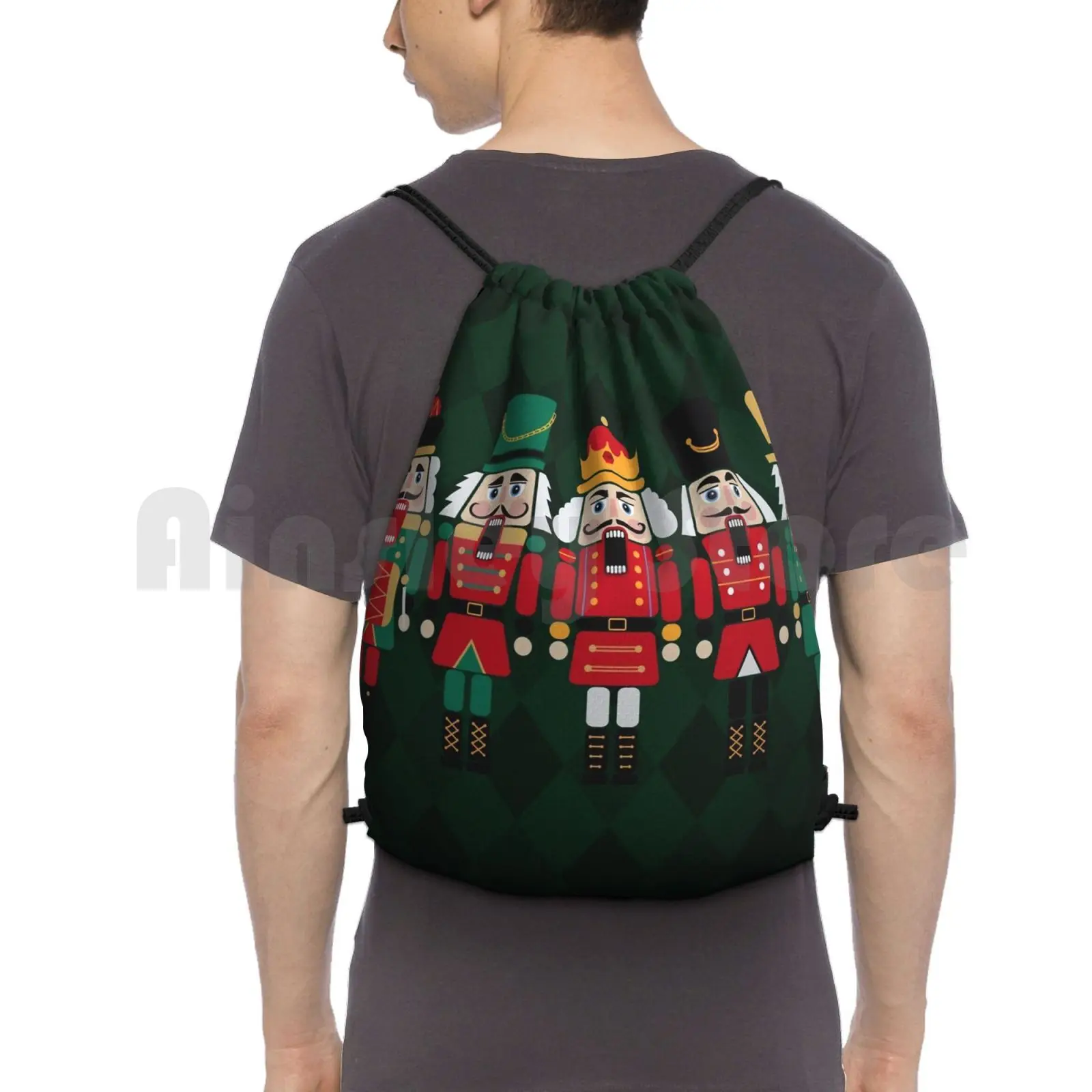 

The Nutcrackers Backpack Drawstring Bags Gym Bag Waterproof Nutcracker Nutcrackers Soldier King Drummer Christmas Xmas