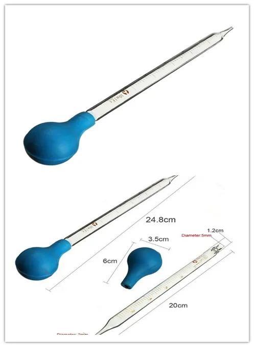 Dropper Pipet With Scale Line Blue&Transparent Hot Rubber Head Glass Dropper Glass Pipette Lab