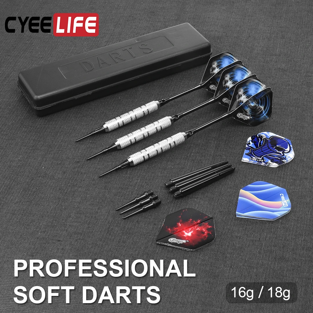 CyeeLife 16/18g plastic Tip Darts set,Professional Electronic soft Darts with case+PET Flights+Alu & PVC Shafts