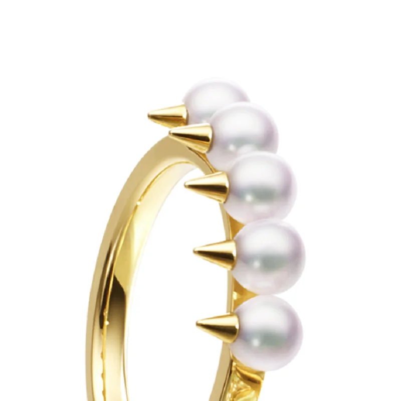 KURSHUNI Customized Gothic Devil Pearl And Rivet Ring For Women Gold Luxury Quality Jewelry Korean 2021 New Trend Danger Tribe