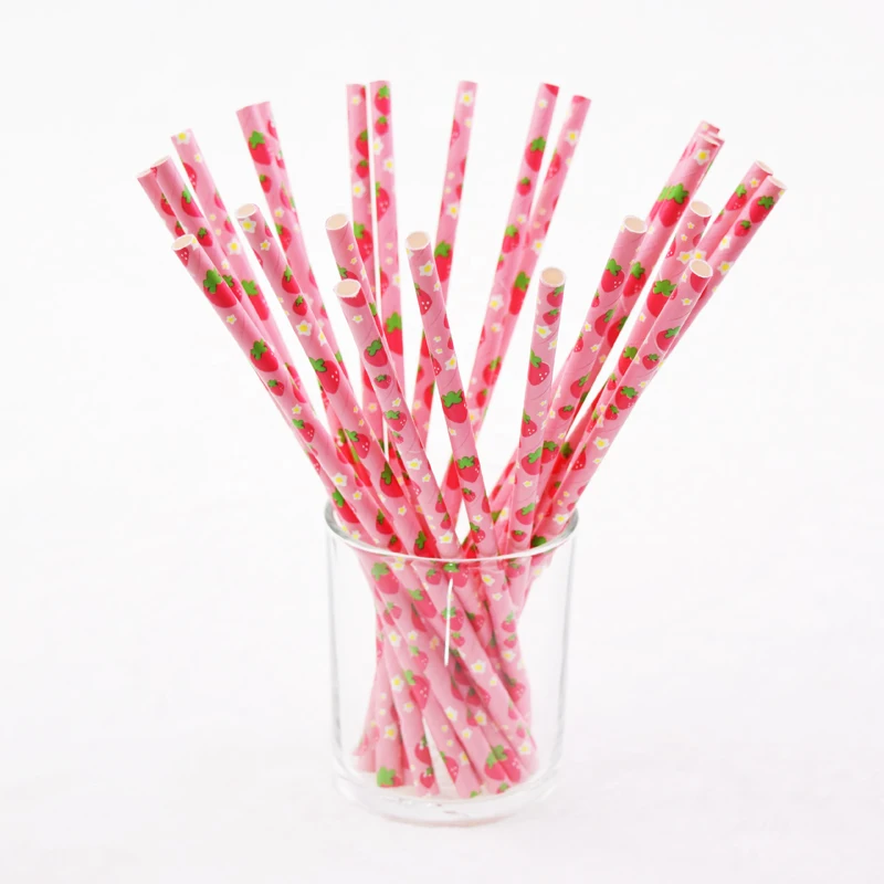 25pcs/lot Fruit Strawberry Pineapple Paper Drinking Straws Drinking Tubes Party Supplies Creative Drinking Straws