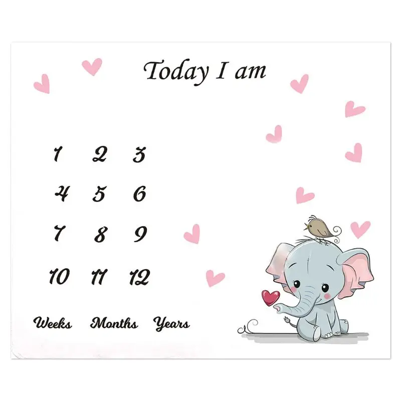 900C Baby Monthly Record Growth Milestone Blanket Newborn Cute Animal Pattern Photography Props Photo Creative Background