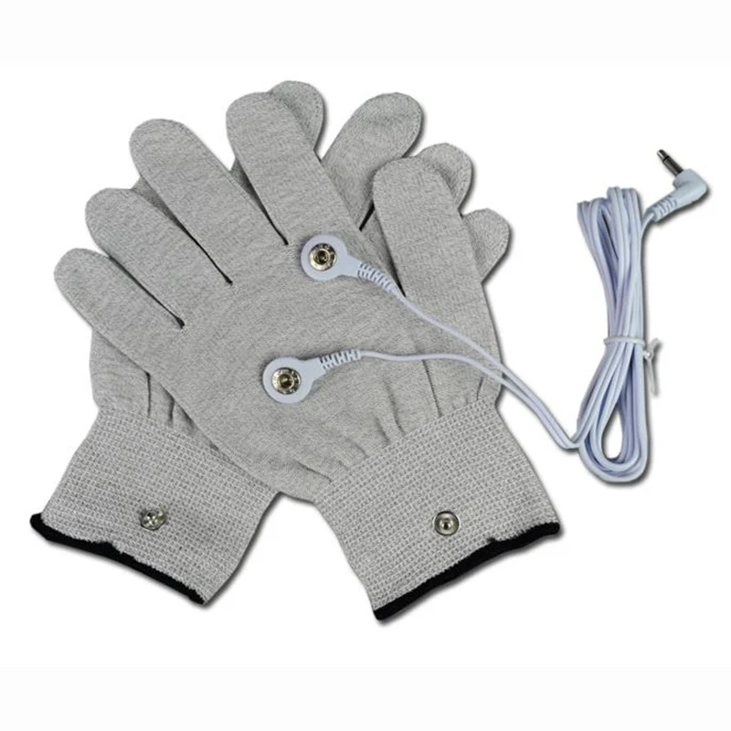 

1Pair Electrode Gloves With Cable Breathable Fiber Conductive Electrotherapy Hand Massage Blood Circulation Use For Tens Machine