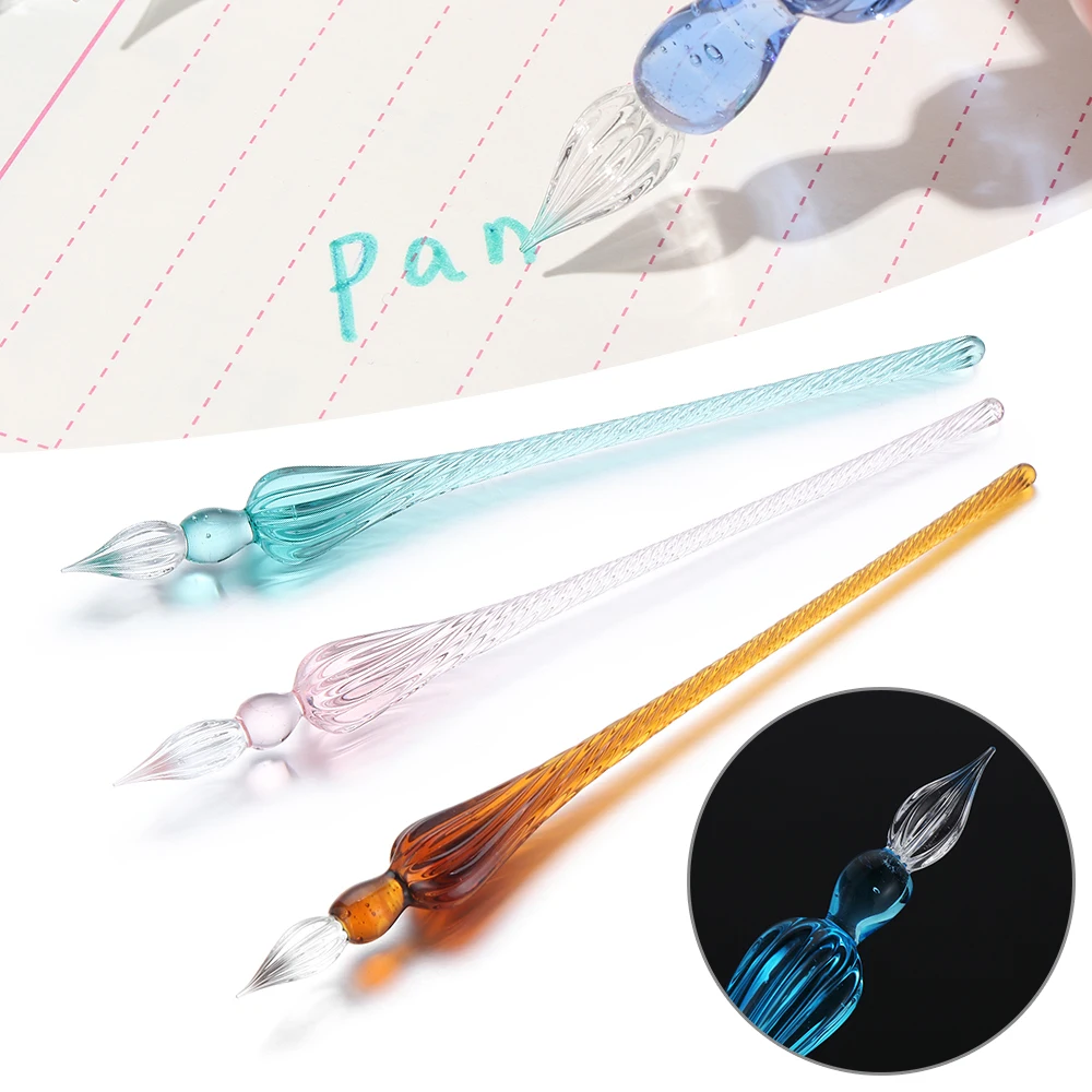 1Pc Glass Drip Fountain Pen Vintage Glass Dip Dipping Pen Signature Filling Ink Fountain Calligraphy Art Painting Writing Pen